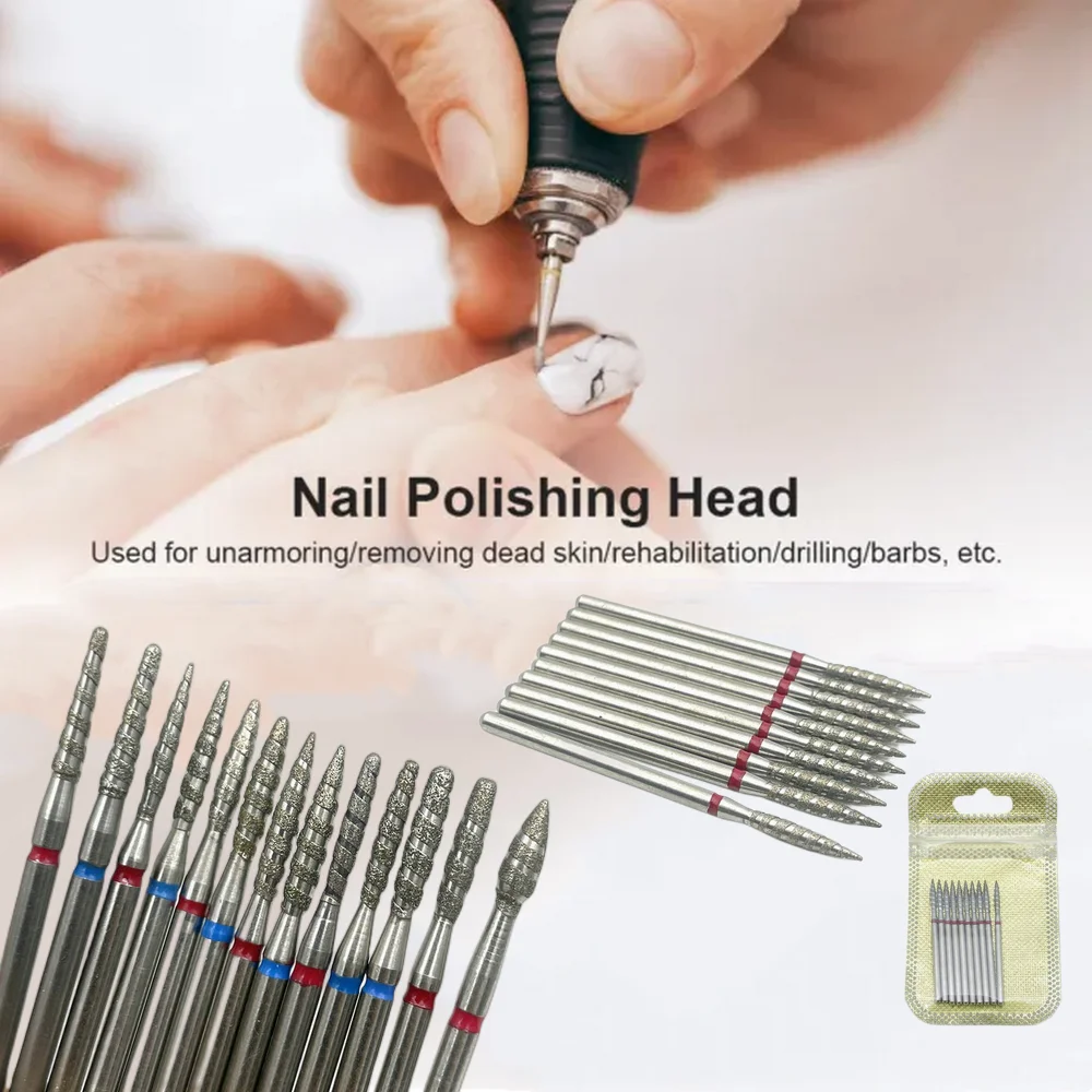 10 Pezzi Tornado Flame Nail Drill Bits Diamond Cutter Per Manicure Cuticola Clean Burr Dia-Mond Mill Nails Accessori Tool