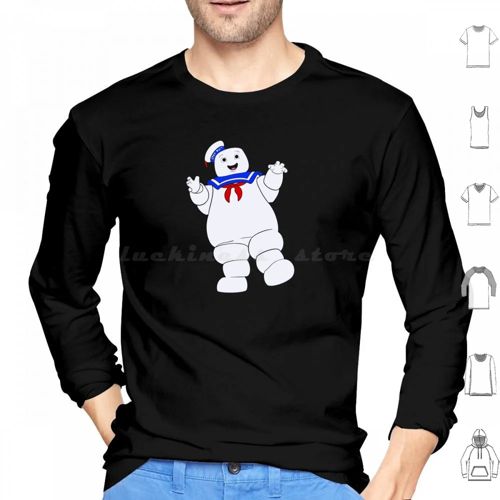 Stay Puft Marshmallow Man Felpa Con Cappuccio In Cotone Manica Lunga Ghost Ghostbusters Marshmallow Food Cartoon Movie Slimer Sailer Logo Divertente
