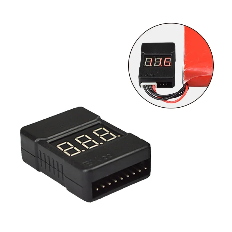Тестер напряжения литий-полимерных аккумуляторов Bx100 1-8s 2 шт./низковольтный зуммер сигнализации/детектор напряжения аккумулятора с двумя динамиками и дисплеем питания