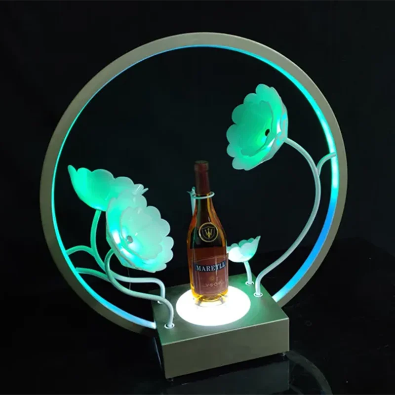 LED Rechargeable Lotus Flower Champagne Cocktail Whisky Drinkware Holder Bar Bottle Presenter For Night Club Wedding Party Decor