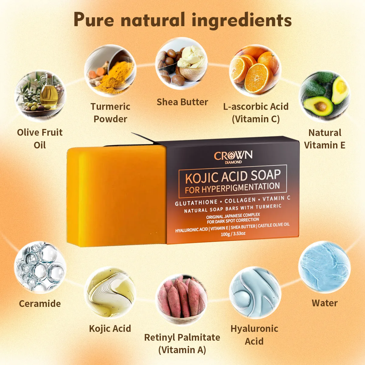 Kojic Acid Soap Whitening Handmade Bleaching Acid Glycerin With Vitamin C Deep Cleaning Skin Cares