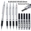 0.3 0.5 0.7 0.9 2.0mm Metal Automatic Pencil with Protective Cover HB Lead Core Sketching Painting Writing Stationery Supplies 1