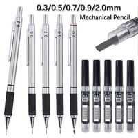 0.3 0.5 0.7 0.9 2.0mm Metal Automatic Pencil with Protective Cover HB Lead Core Sketching Painting Writing Stationery Supplies 1