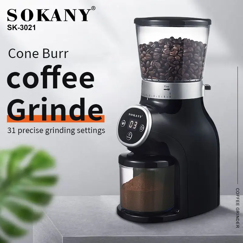 

Burr Coffee Grinder Electric - Spice Grinder with Digital Timer Display, Perfect for Espresso, Herbs, Spices, Nuts, Grain 275 Gr