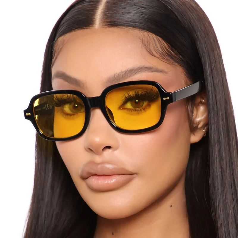 Óculos de sol anti-UV, lente laranja, moda blackout, 180-520nm