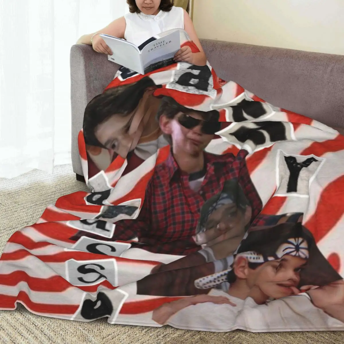 Throw Blanket 80s Ralph Macchio Micro Fleece Blanket Four Sizes Cartoon Warm For Living Room Nice Gift 2