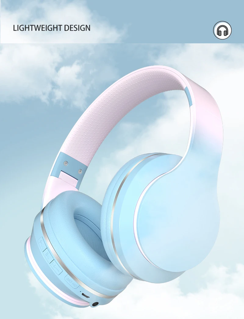 Gradient Color Bluetooth Headsets ireless Headphones Stereo Bass Noise Reduction Foldable Music Helmet Earphone Gift_voghion.com