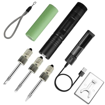 E10 인터페이스 배터리 납땜 인두 USB 무선 충전 납땜 인두는 휴대하기 쉬운 18650 배터리로 전원이 공급됩니다.