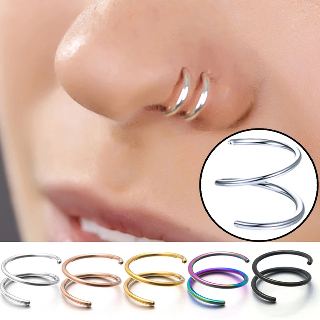 5Pcs/Set Minimalist Nose Ring with Ball Screw Clamp Jewelry Tool Stainless Steel Fashion Punk Perfect Piercing for Women & Men Body Jewelry Gift,one