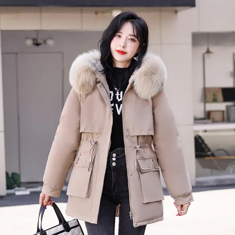 

2023 New Winter Jacket Women Parka Fashion Long Winter Coat Women Clothing Wool Liner Hooded Parkas Slim with Fur Collar Warm