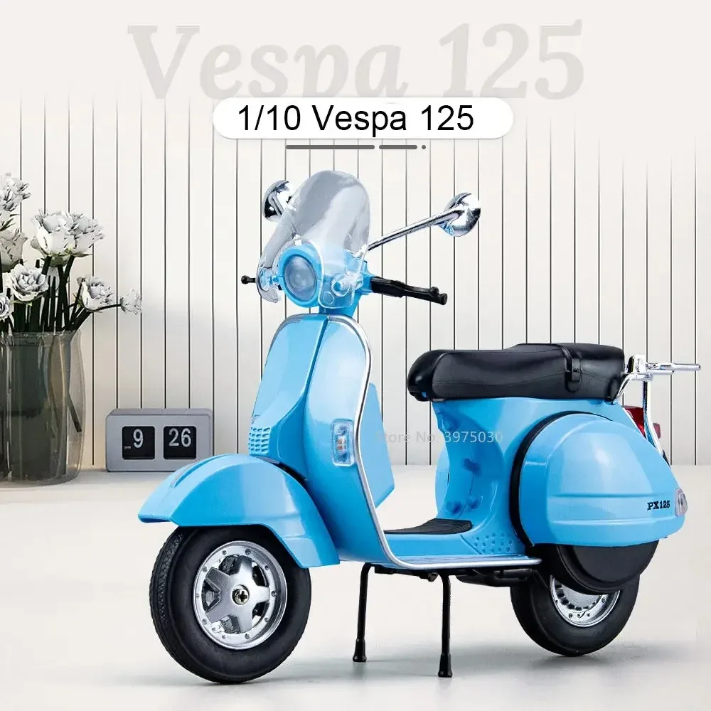 

Коллекция 1/10 года, модель римского праздника Vespa 125, модель мотоцикла из сплава, литой классический мотоцикл для отдыха, подарок для мальчиков, искусственный звук