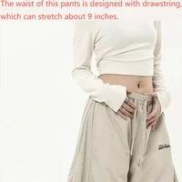 Casual Chic Sweatpant Retro Matching Oversize Women's Wide Leg Pant Low Waist Drawstring Lady Cargo Pants Y2K Hip Hop Streetwear - Image 6