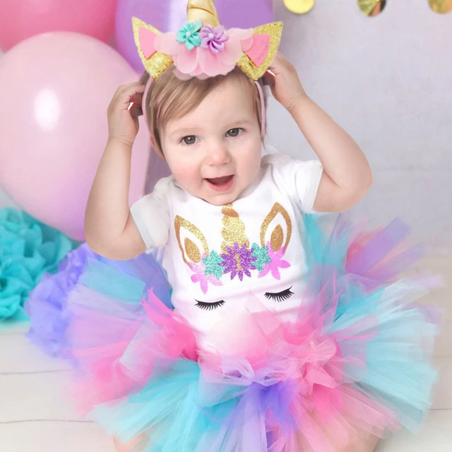 1-2 ans - Filles - Robe Tutu - Unicorn - Licorne - Robes - Fête