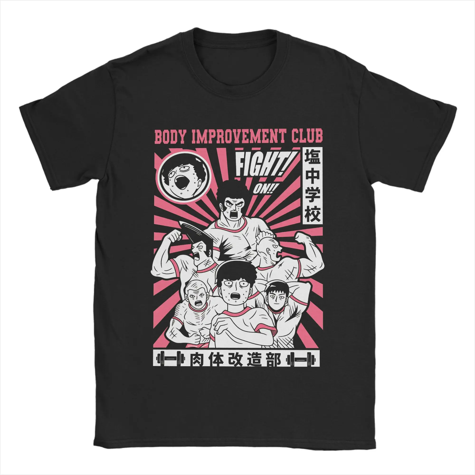 Mob Psycho 100 Club T-Shirt für Herren, verrücktes T-Shirt aus reiner Baumwolle, Rundhals-Kurzarm-T-Shirt, klassische Kleidung