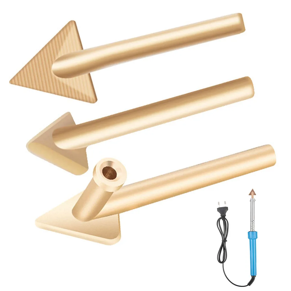 3pcs Soldering Iron Tips Steel Copper Repair Triangular Smoothing Head Welding Tips Replacement For 80 Watt Plastic Welding