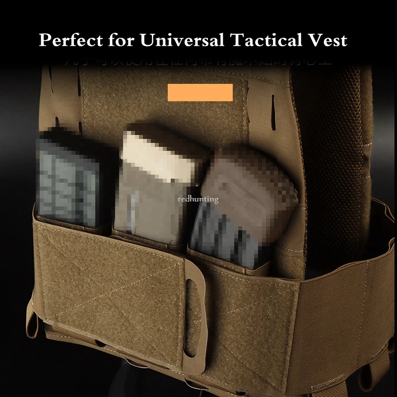 Tactical Airsoft AR15 FC Vest Accessories Triple 5.56 Magazine Pouch Hunting Vest Front Flap Hook Loop Mag Bag Built-In Clip 4