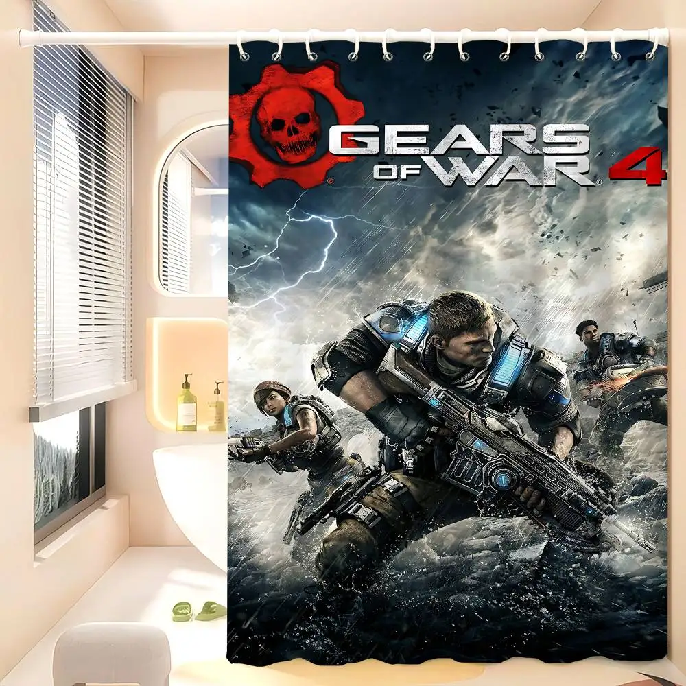 Game G-Gears Of W-War Simple Shower Curtain Bathroom Shower Curtain Easy To Clean And Scrub Polyester Waterproof Light Opaque