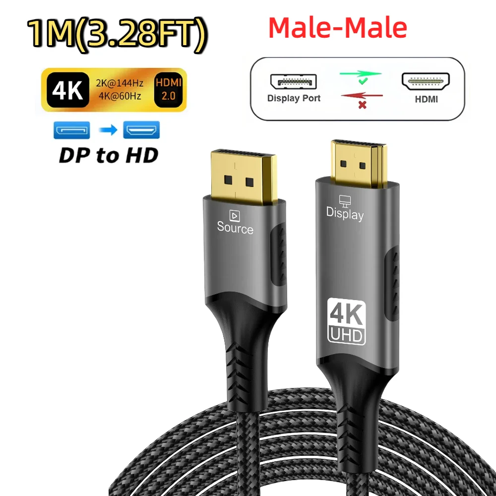 8K @ 60 هرتز DisplayPort إلى HDMI متوافق مع DP إلى...