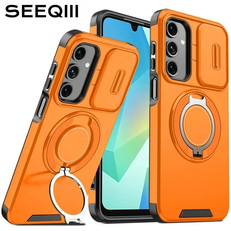 Enhanced Armor Case with Ring Holder and Slide Camera Protector Cover