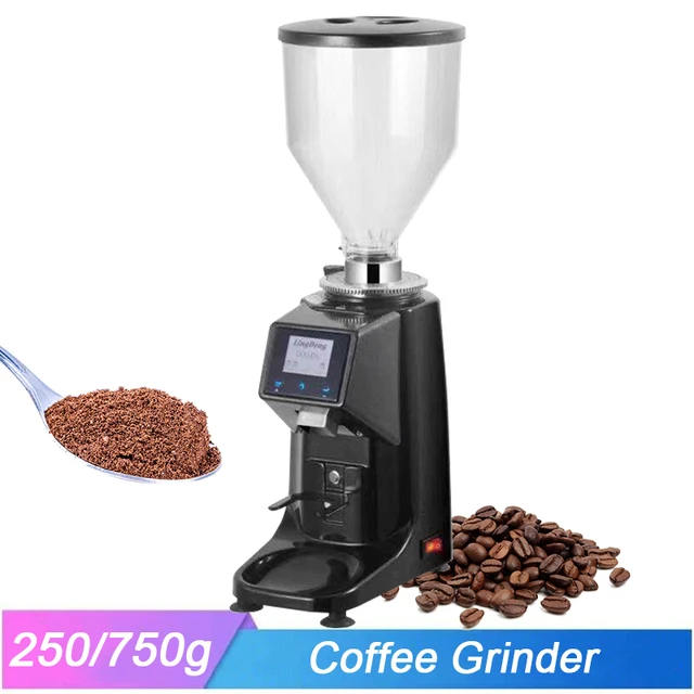 Intelligent Automatic/Manual Flat Burr Espresso Beans Grinder Miller Coffee Milling Crushing Cappuccino Maker Machine with Timer