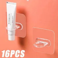 16/2PCS Spray Bottle Holder Adhesive Bottle Hooks Clear Spray Bottle Hooks Shower Curtain Rod Holder Wall Mount Utility Hooks 1