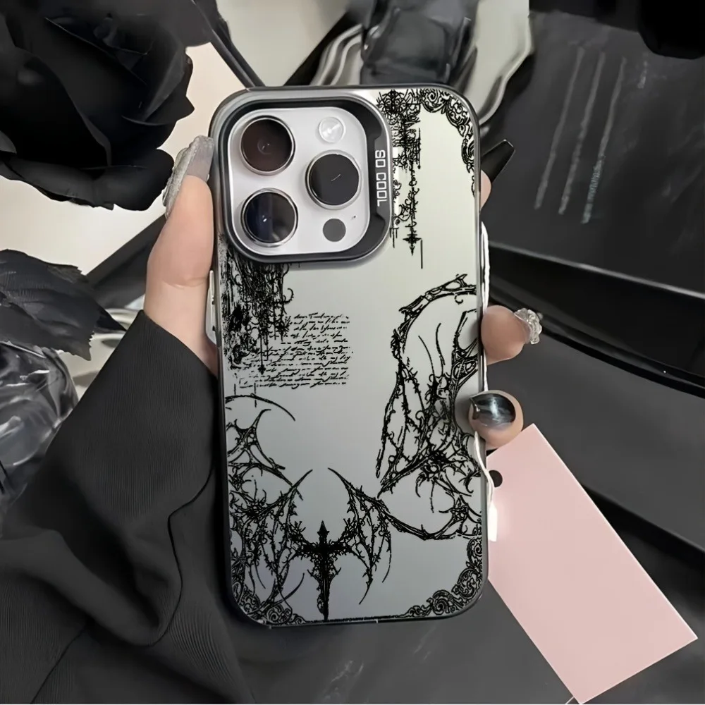Artistic Retro Gothic Style Shockproof Phone Case with Hard Back and Soft Bumper Cover