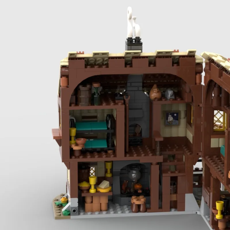 중세 성 스트리트 뷰 모델 MOC 마을 선술집 모듈러 빌딩 벽돌 선물, 휴일 조립 어린이 장난감 세트, 1294 개