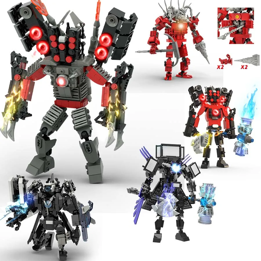 Skibidi Toilet Figure Construction Toys For Male Titan Tvman Speakerman Titan Drill Man Blocks Model Toys Giocattoli Per Bambini