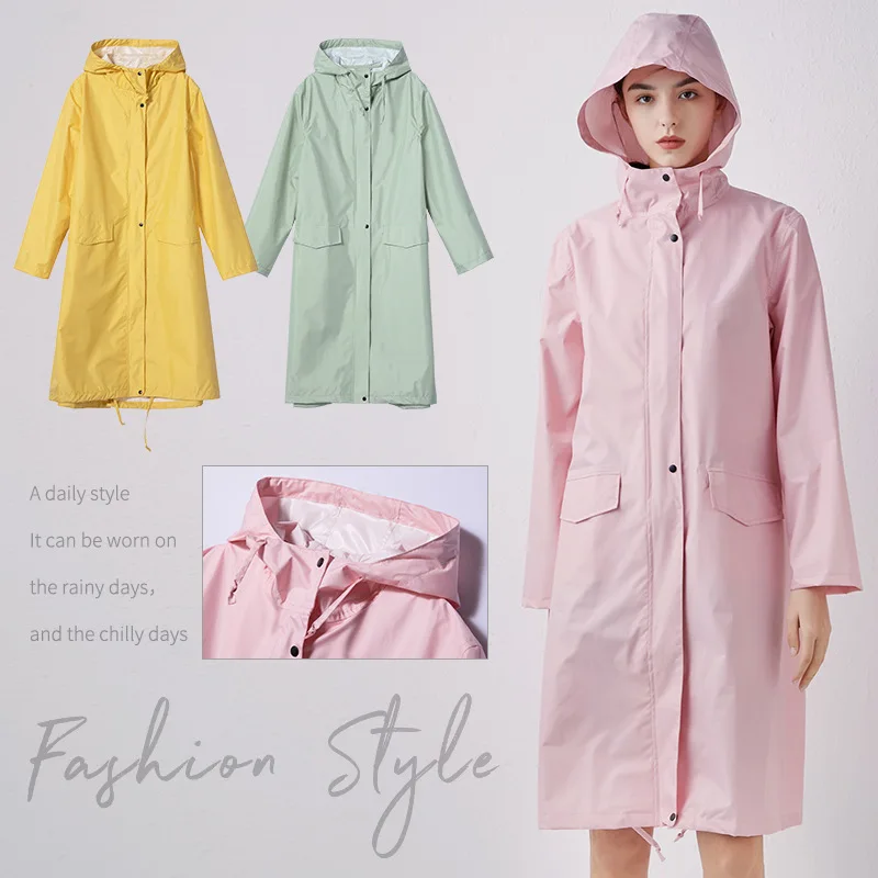 Fashion Double Layer Waterproof Long Raincoat Women Men Rain Coat
