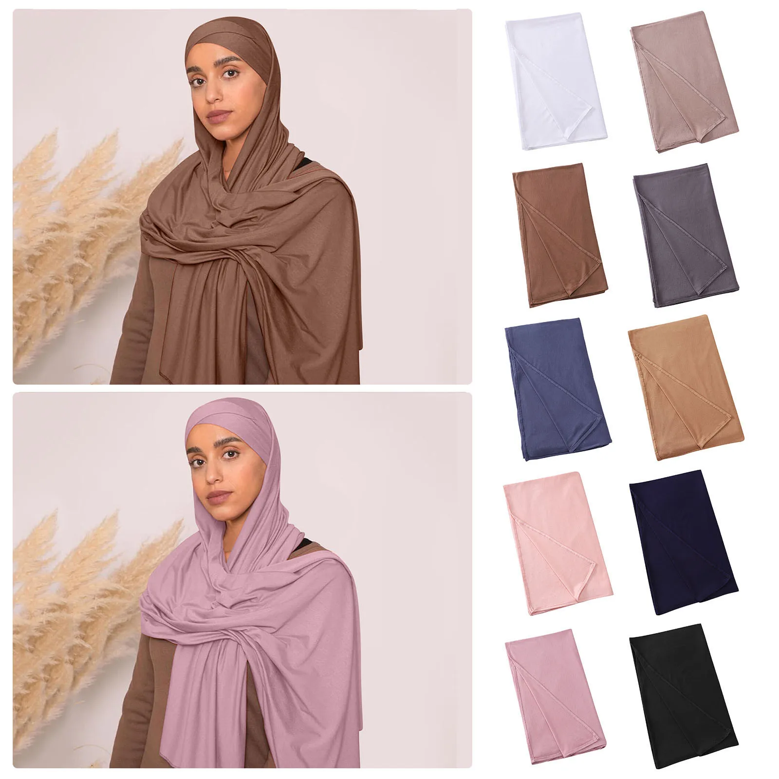 

Fashion Modal Cotton Jersey Hijab Scarf Long Muslim Shawl Plain Soft Turban Tie Head Wraps For Women Africa Islam Arab Headband