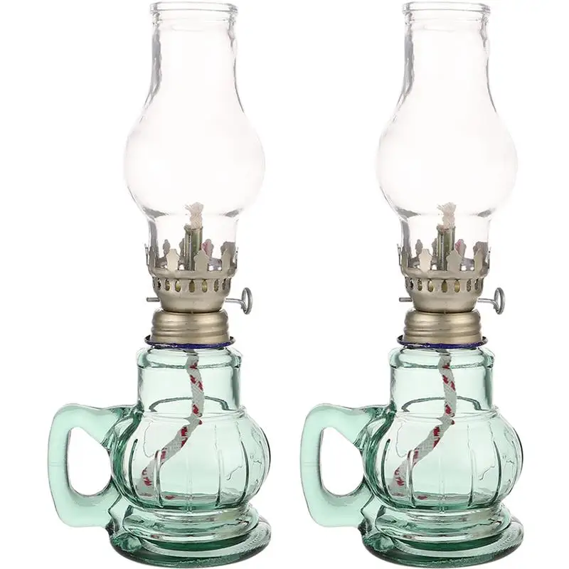 

2pcs Kerosene Lamp Burners Glass Oil Lamp Decorative Kerosene Lamps Glass Retro Lamp Emergency Lighting Fire Water Lamp Light