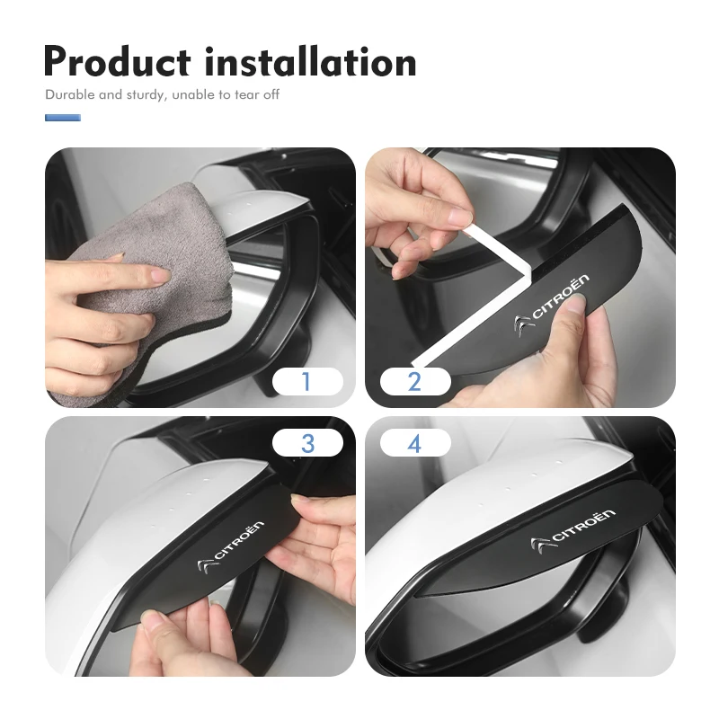 2-Piece Car Rearview Mirror Rain Eyebrow Protector Stickers
