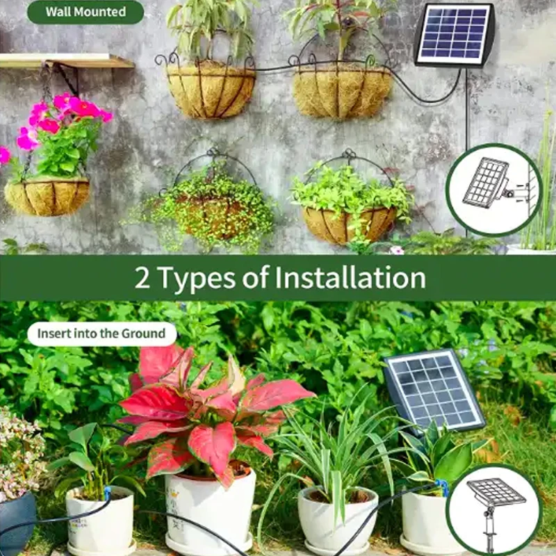 Solar Intelligent Irrigation Kit 6V 2W Potted Plants Watering System with Built-in 1800mAh Battery DIY Timed Auto Drip Irrigatio - 4