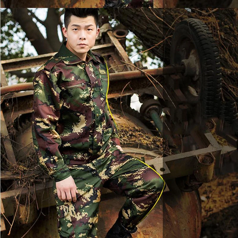

Hot 2023 Outdoor Military Camping Hiking Tactical Camouflage Suit Combat Uniform Men General Digital Trainning Exercise Sets