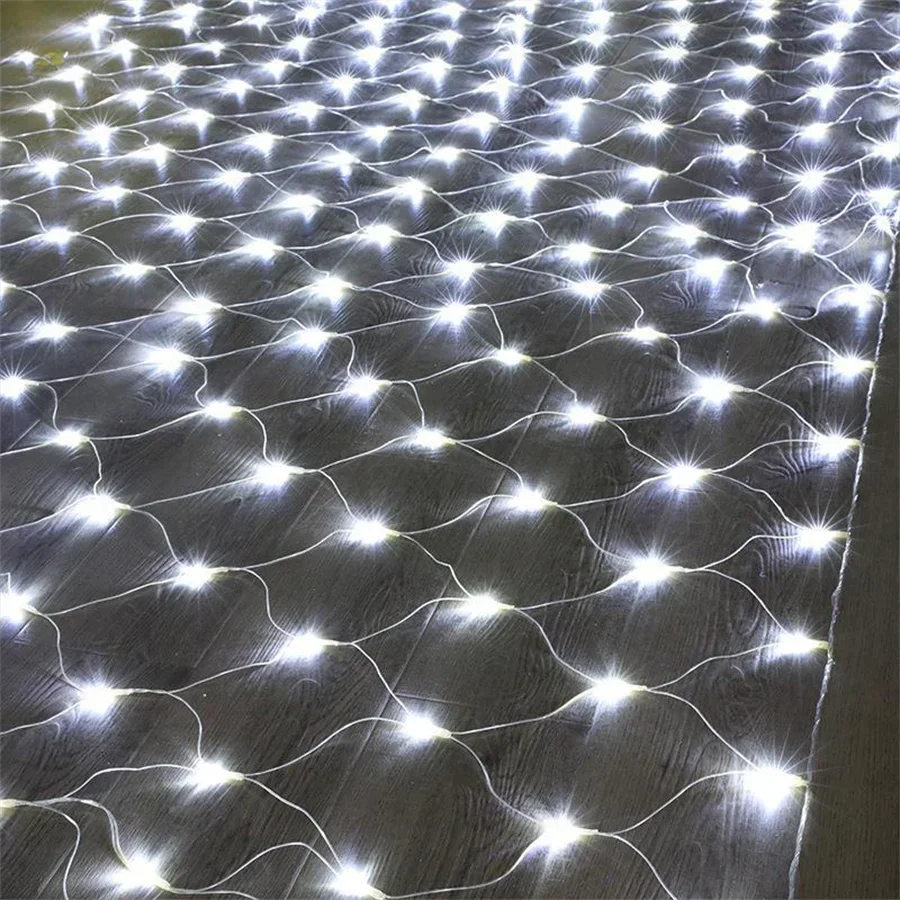 Guirnalda de luces LED de malla de red para Navidad, guirnalda de luces de 110 V/220 V CA para exteriores, cortina de ventana, luz de carámbano para pared, Navidad, Año Nuevo, vacaciones