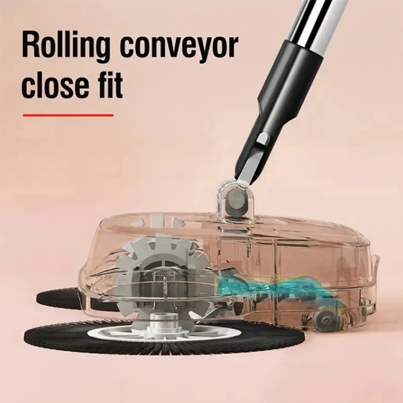 360° Hand Push Sweeper Vacuum Cleaner Sweeping and Mopping All-in-one Machine Broom Dustpan Combination for Home Office Cleaning - 4
