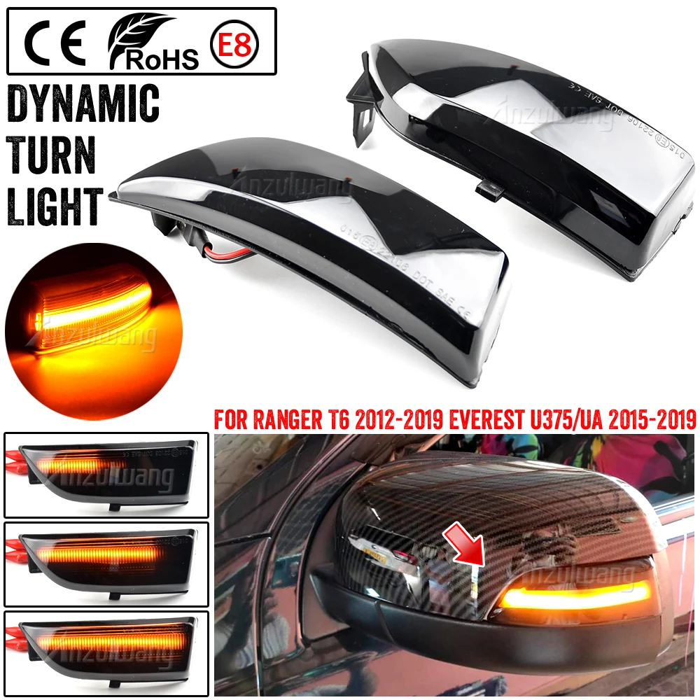 Per Ford Everest 15-19 Ranger T6 Raptor Wildtrak Led Dynamic Side Mirror Light Specchietto Retrovisore Light