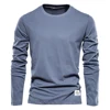 Men‘s T-shirts 100% Cotton Long Sleeve Casual Tops Solid Color High Quality Backing T-Shirt Spring Autumn Classic Men Clothing 3