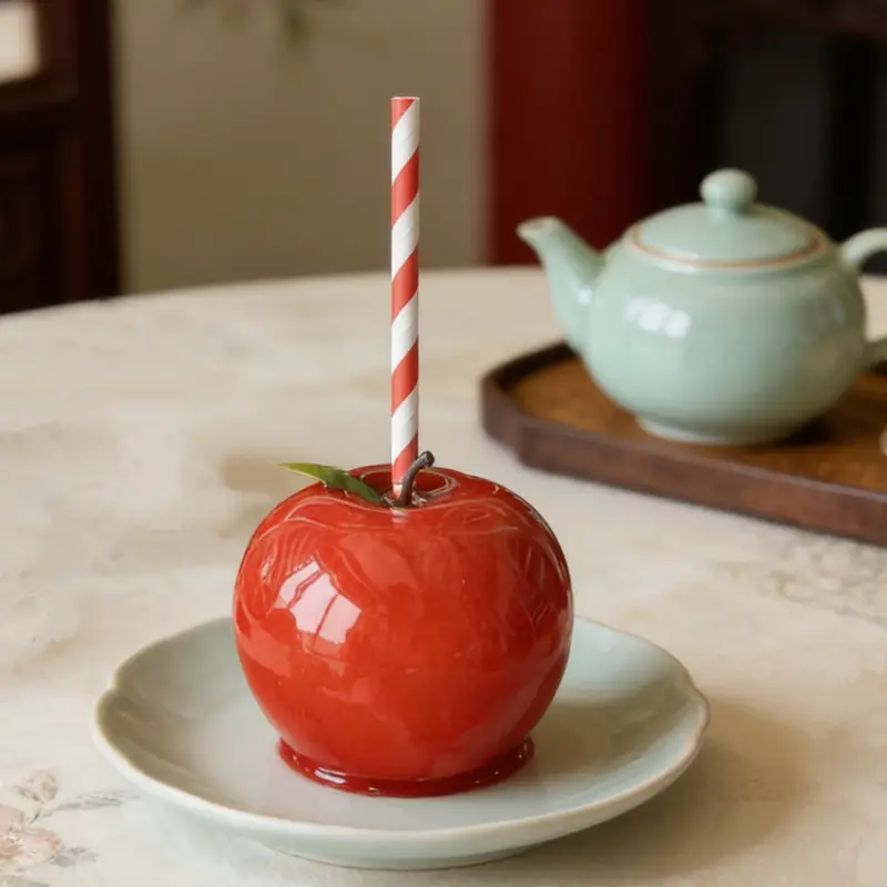 Caramelo maçã doce comer açúcar doce e crocante delicioso amor maçãs encantadores modelos de comida falsa decoração para casa pr - Image 5