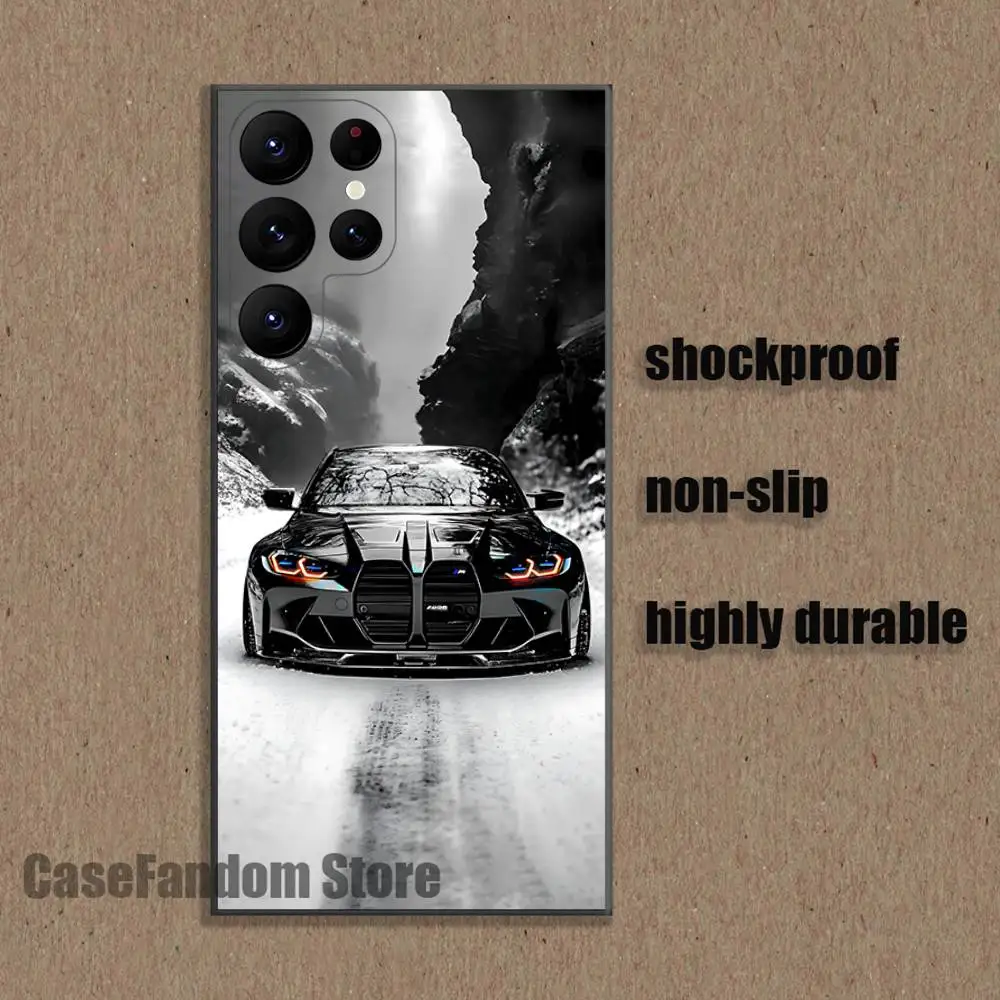 Monochrome Automotive-Inspired Phone Case - Sleek Black Cover