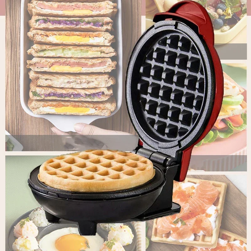 Mini  Waffles Maker Bubble Egg Cake Oven Eggette Machine Love Heart Shaped Double-Sided Heating Breakfast Waffle Molds 5