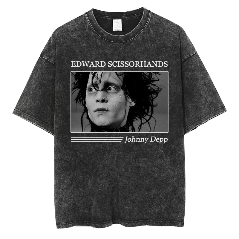 

Movie EDWARD SCISSORHANDS T-shirt Tim Burton Johnny Depp Graphic Tshirt Cotton Summer Men Clothes Gothic Punk Short Sleeve Tees