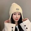 Winter Knit Wool Ear Protection Hats for Women Warm Thicken Plush Lining Beanie Cap with Earflap Outdoor Female Earmuff Hats 6