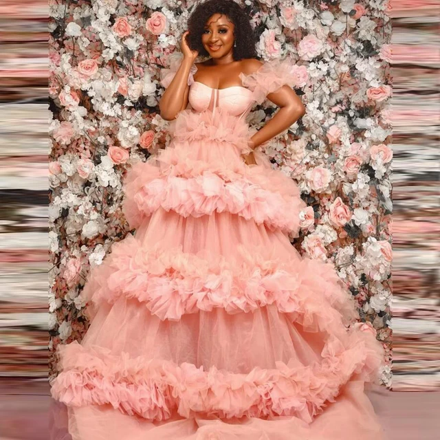 Pink Tulle Sweet 16 Party Dress with Lace Applique, Long Formal Gown | Ball  gowns, Ball gowns prom, Princess prom dresses