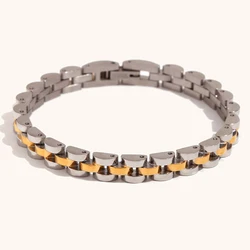 Elegant 6mm Gold - Plated Stainless Steel Chain Bracelet for Women - Luxury Waterproof Jewelry (Double)