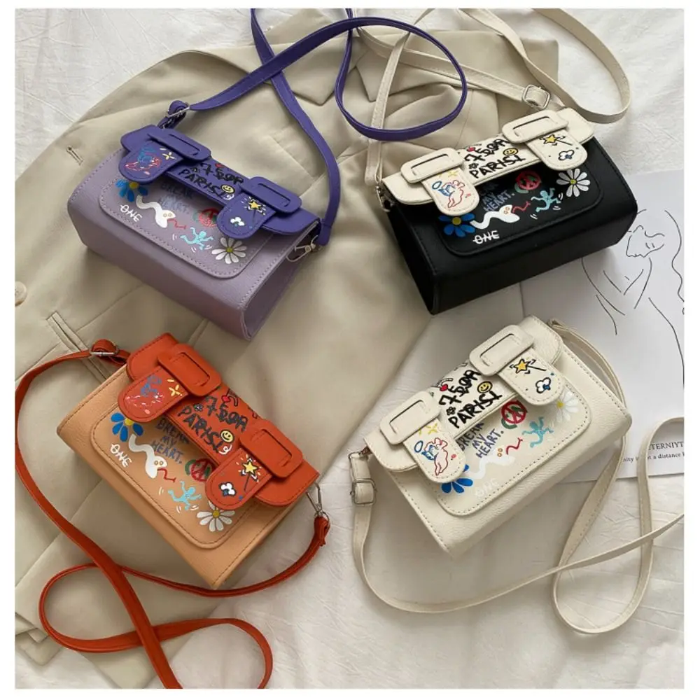 

Сумки через плечо в стиле граффити, милые кошельки из искусственной кожи для монет, женский кошелек