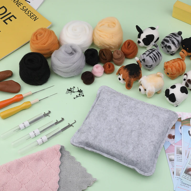 KAOBUY Starter Needle Felting Kit Beginner, Cute Animals DIY Needle Felting  Kit with Photo Frame, Instructions, Supplies - AliExpress