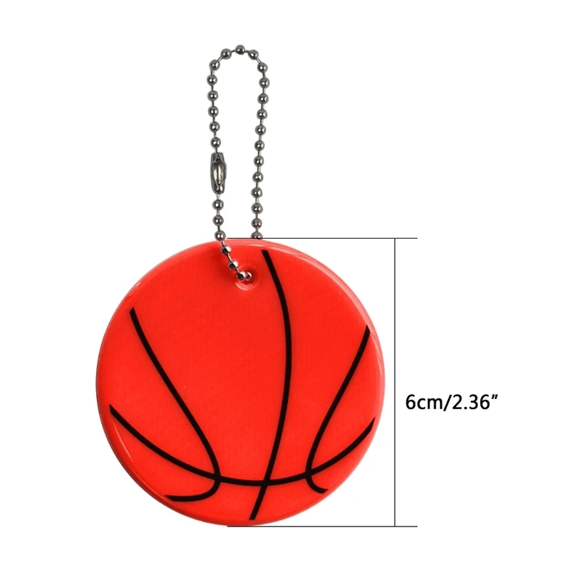 Reflective Pendant for Basketball Reflective Keychain Bag Pendant with Chains Doft PVC Reflector Keyrings For Visible Safety Reflective Pendant