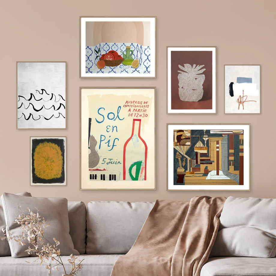 

Abstract Line Geometry Cocktail Fruits Wall Art Canvas Painting Nordic Posters And Prints Wall Pictures For Living Room Decor