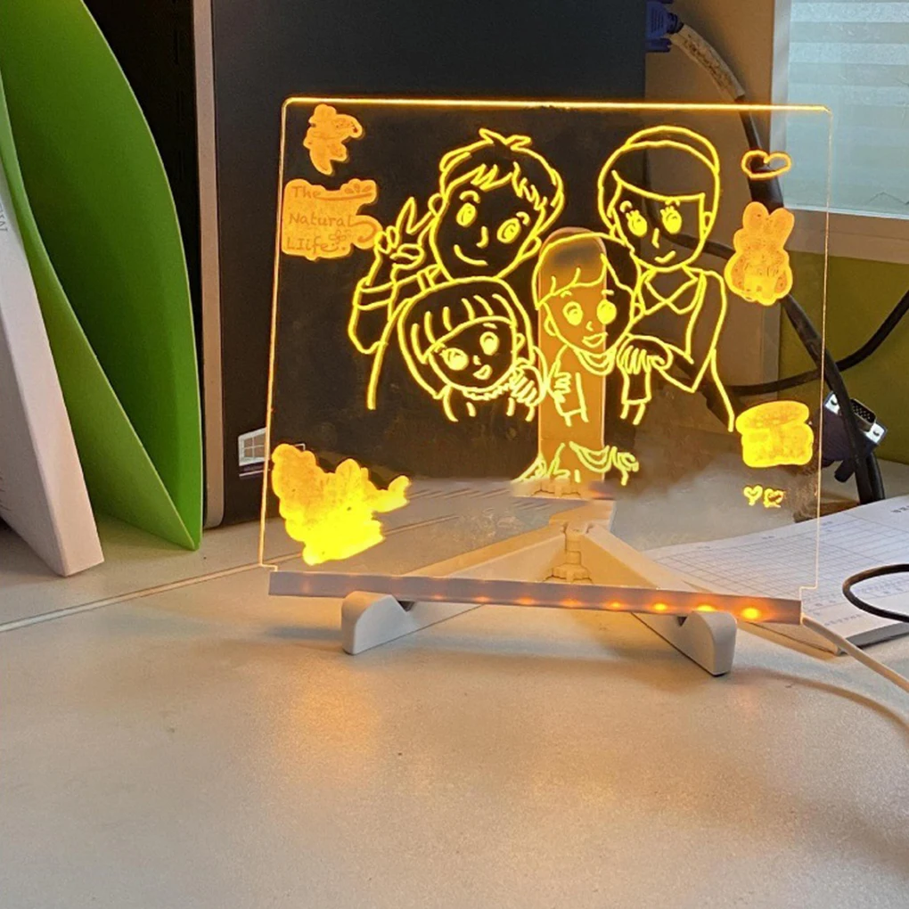 크리에이티브 LED 램프 메시지 메모 보드, 지울 수 있는 USB 어린이 드로잉 보드, 침실 야간 조명, 생일 어린이 선물, 야간 램프